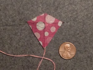 2 inch Sotich Eddy kite, polka dot napkin.